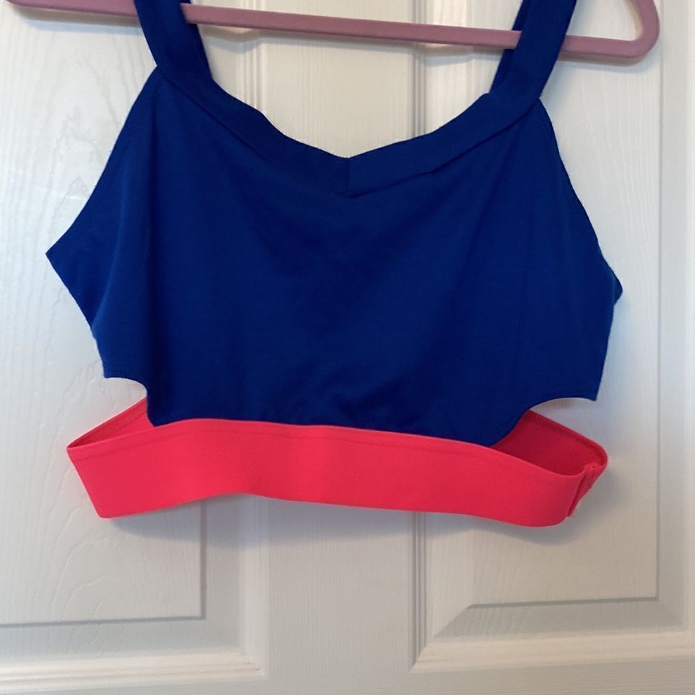 Charlotte Russe- Royal blue and hot pink cropped with side cut outs- Size XL - Picture 2 of 6